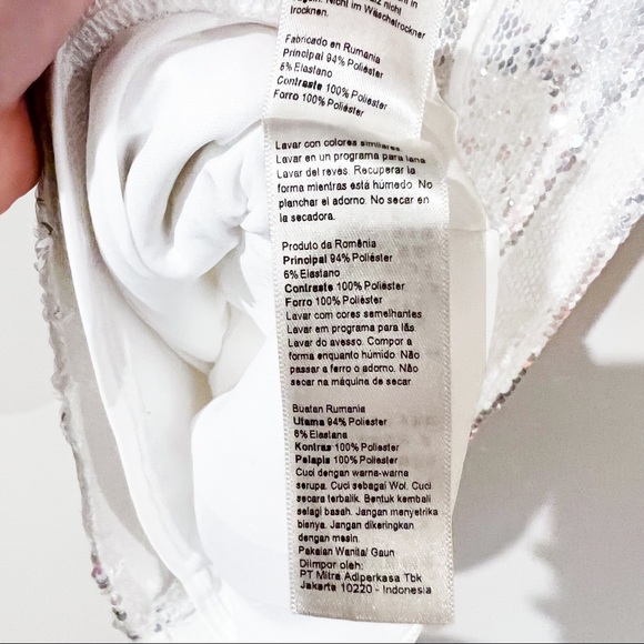 Topshop Sequin Halter Mermaid Iridescent Mini Tie Neck Dress size 0 - Picture 7 of 9